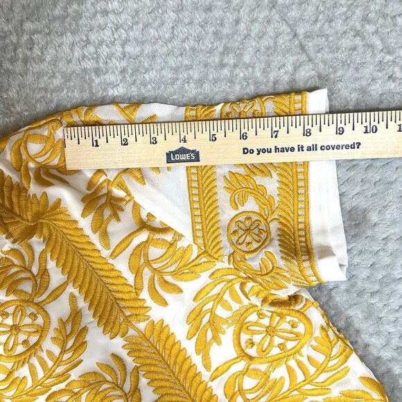 All:Row Dress Womens Large Yellow Embroidered Short Sleeve Mini - Picture 13 of 15